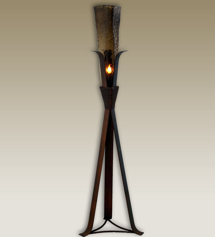 Iron Steeple Floor Lamp with Triangle Smoke Glass Shade - handmade in Mexico - Your Western Decor