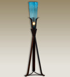 Iron Steeple Floor Lamp with Triangle Turquoise Glass Shade - handmade in Mexico - Your Western Decor