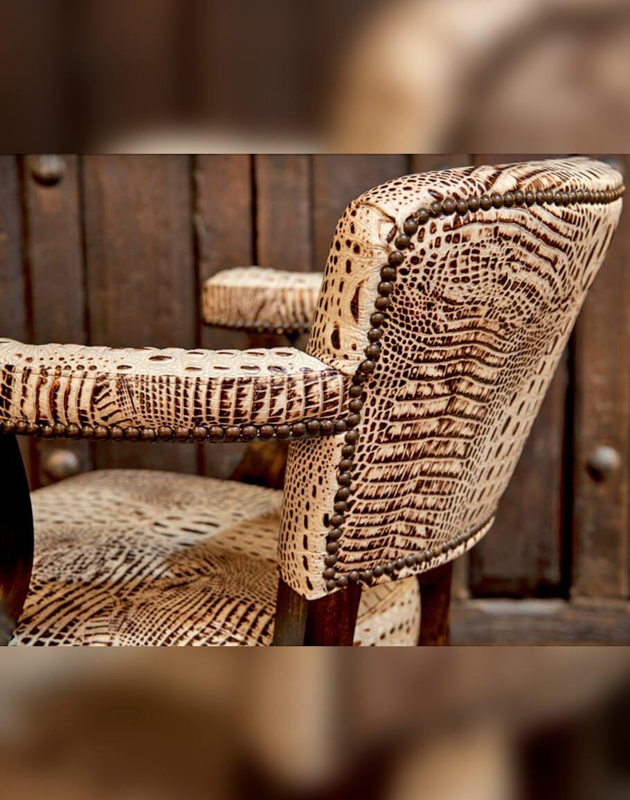 Ivory Croc Dining Chair side view - Your Western Decor