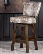 Ivory Croc embossed leather swivel bar or counter stool with back - Your Western Decor