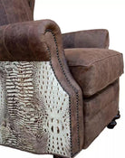 American made Ivory Croc Leather Recliner - Your Western Decor