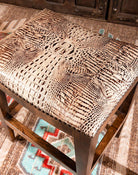 Ivory chocolate croc embossed leather upholstered counter stool - Your Western Decor