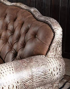 Ivory Croc Curved Leather Sofa - Your Western Decor