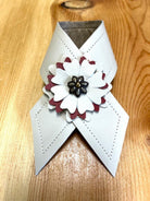 Ivory Flowers Leather Napkin Rings handmade in Oregon by Your Western Decor