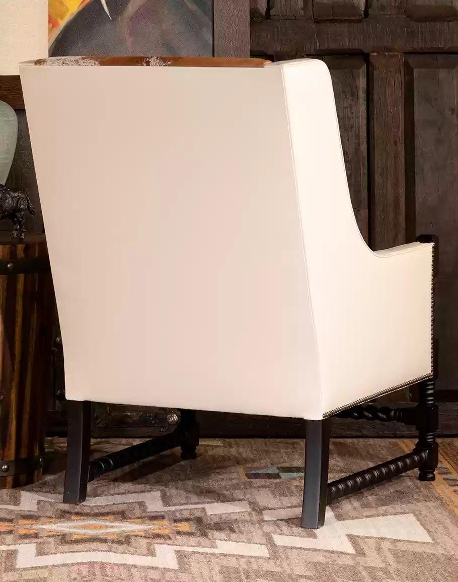 Ivory Leather & Cowhide Accent Chair 100% American Made - Your Western Decor 