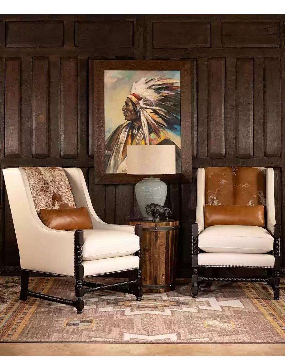 Ivory Leather & Cowhide Accent Chairs 100% American Made - Your Western Decor 