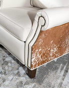 Ivory Leather & Cowhide Recliner cowhide detail - Your Western Decor