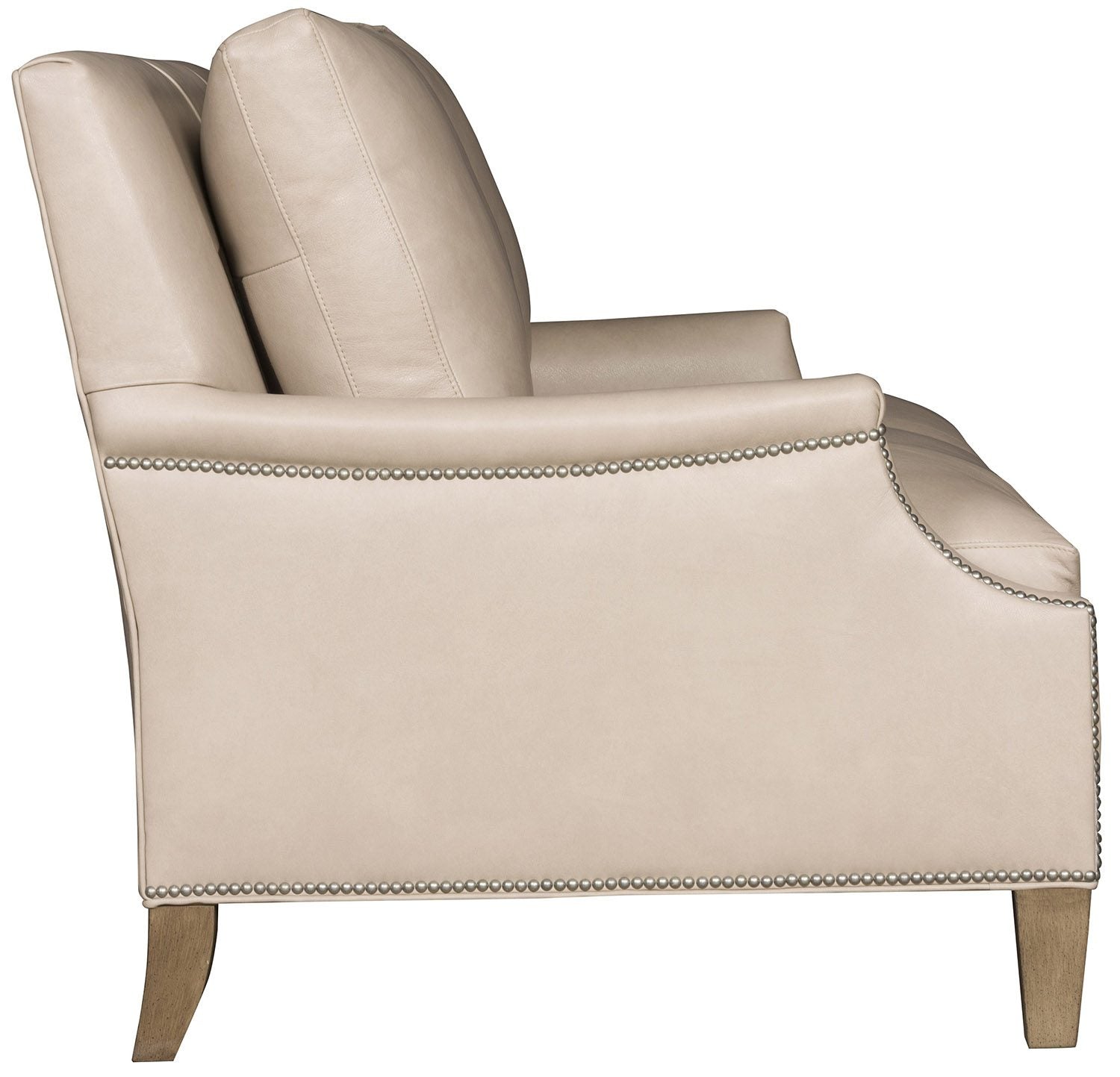ivory mesa leather sofa side view showing nail trem 