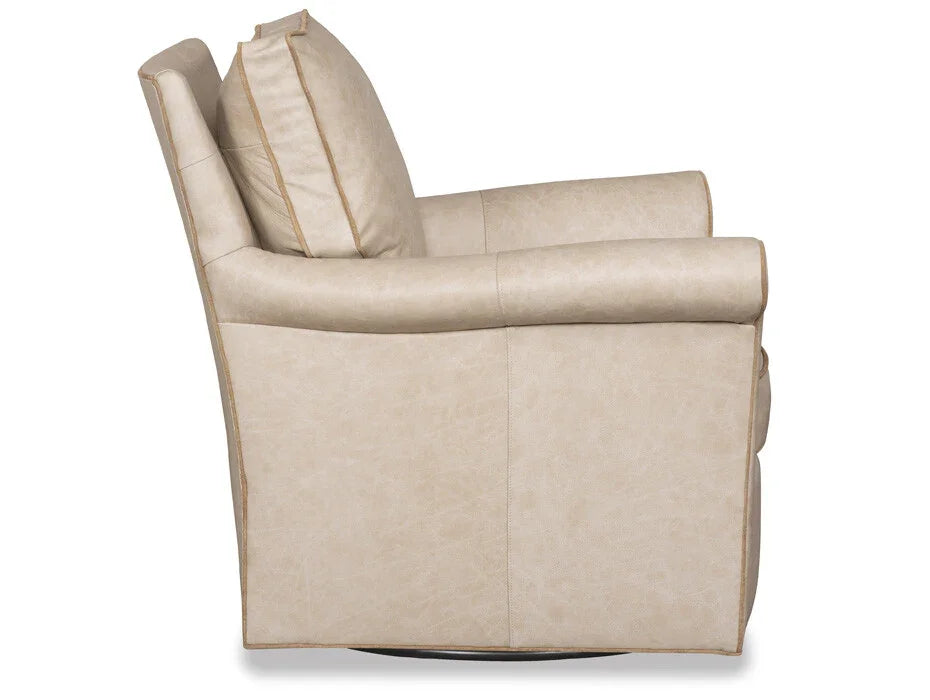Ivory leather swivel chair side - Your Western Decor