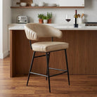Ivory Mesa leather counter chair with black iron frame in kitchen 