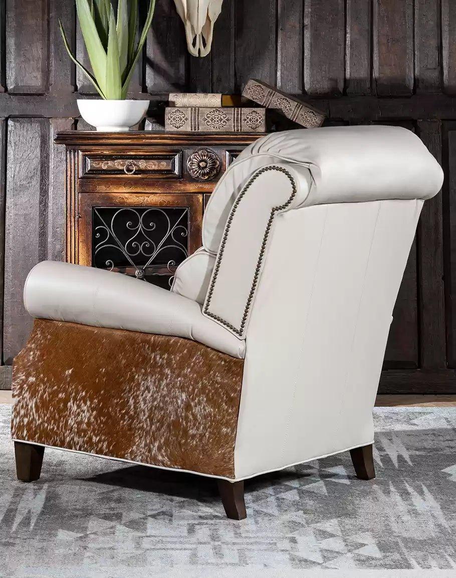 Ivory Leather & Cowhide Recliner Back - Your Western Decor