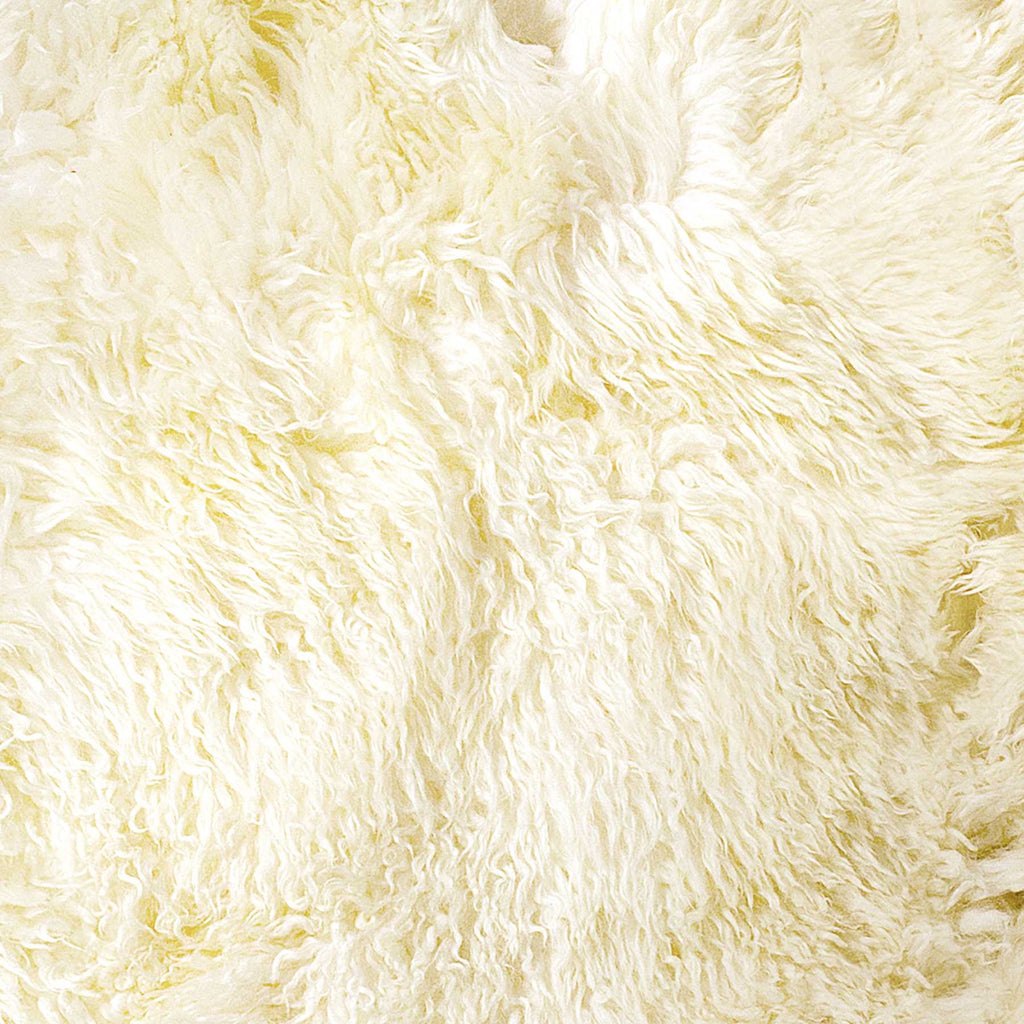 Genuine ivory sheepskin accent rug pile detail - Your Western Decor