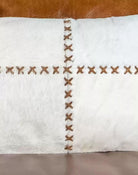 Ivory Stitched Cowhide Oblong Throw Pillow Detail - Your Western Decor