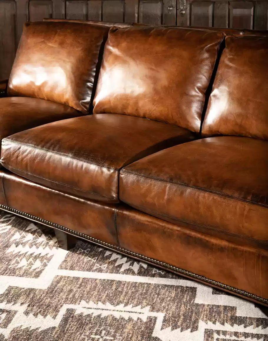 American made Jeremiah Leather & Cowhide Sofa - Your Western Decor