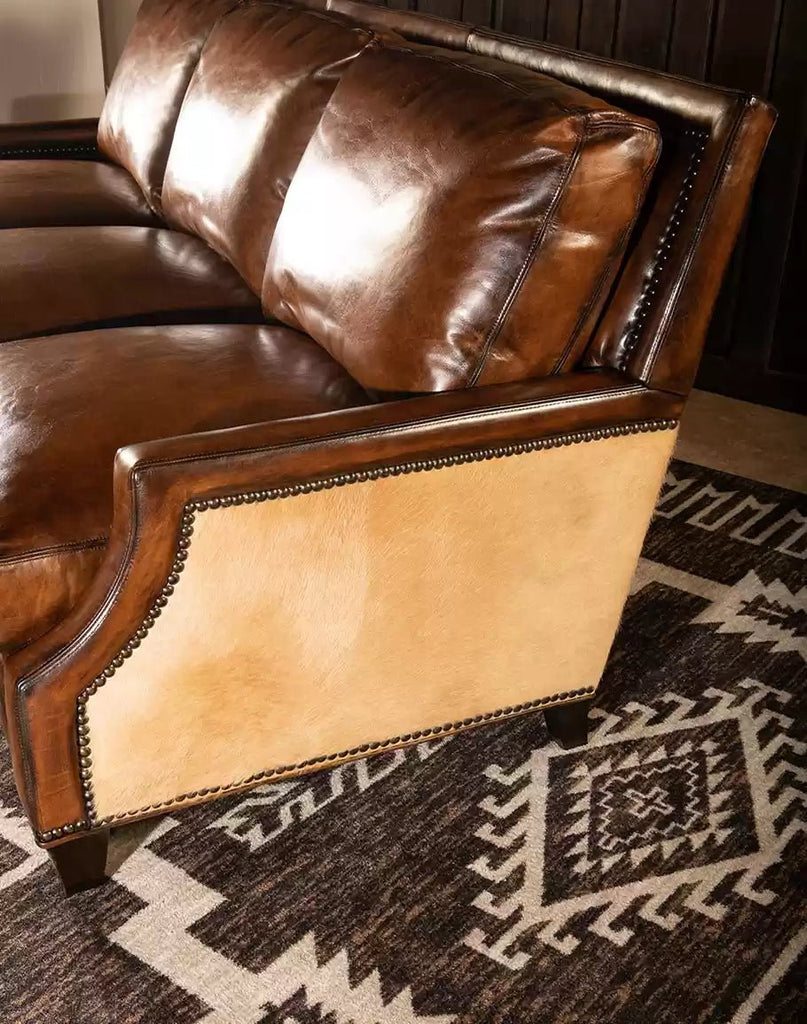American made Jeremiah Leather & Cowhide Couch - Your Western Decor