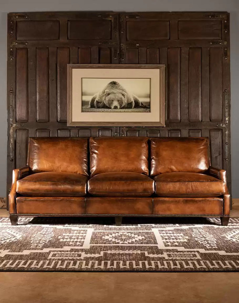 American made Jeremiah Leather & Cowhide Western Couch - Your Western Decor