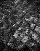 Jumbo croc embossed black upholstery leather