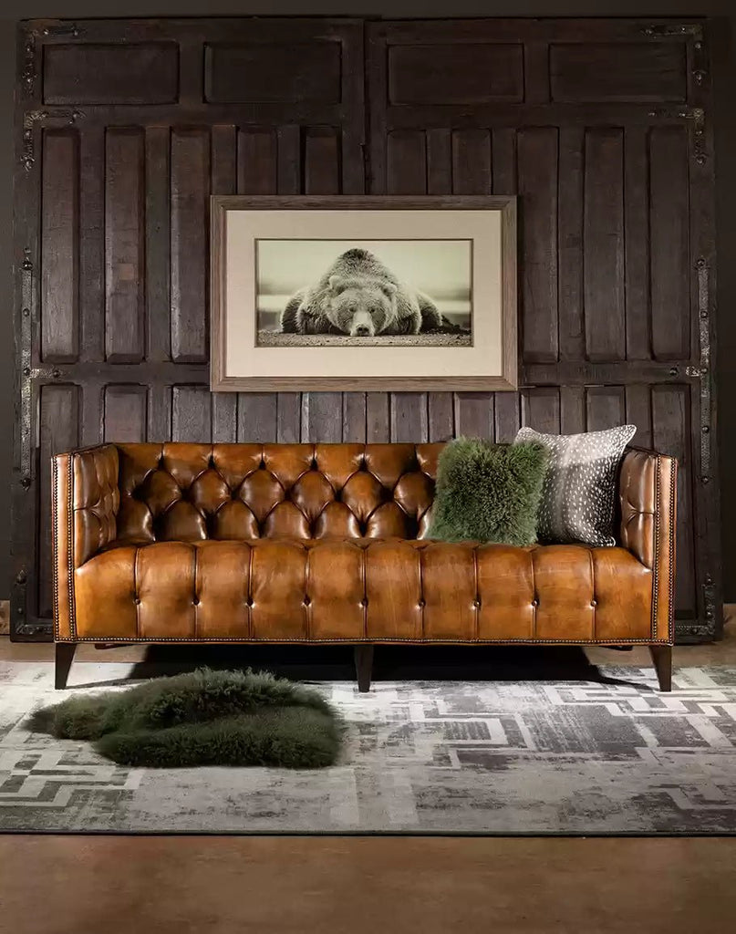 AMerican made Kessler Canyon Tufted Leather Sofa - Your Western Decor