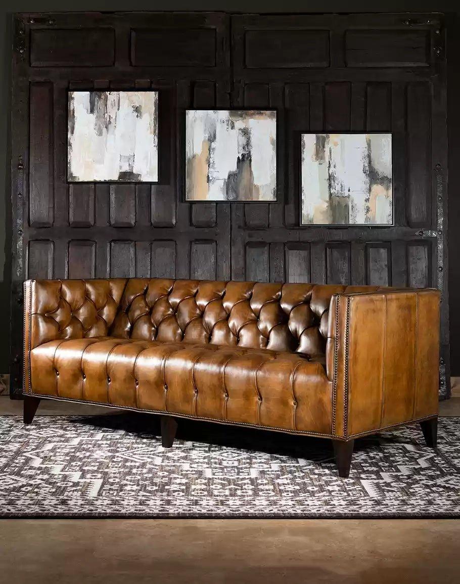 AMerican made Kessler Canyon Tufted Leather Sofa - Your Western Decor