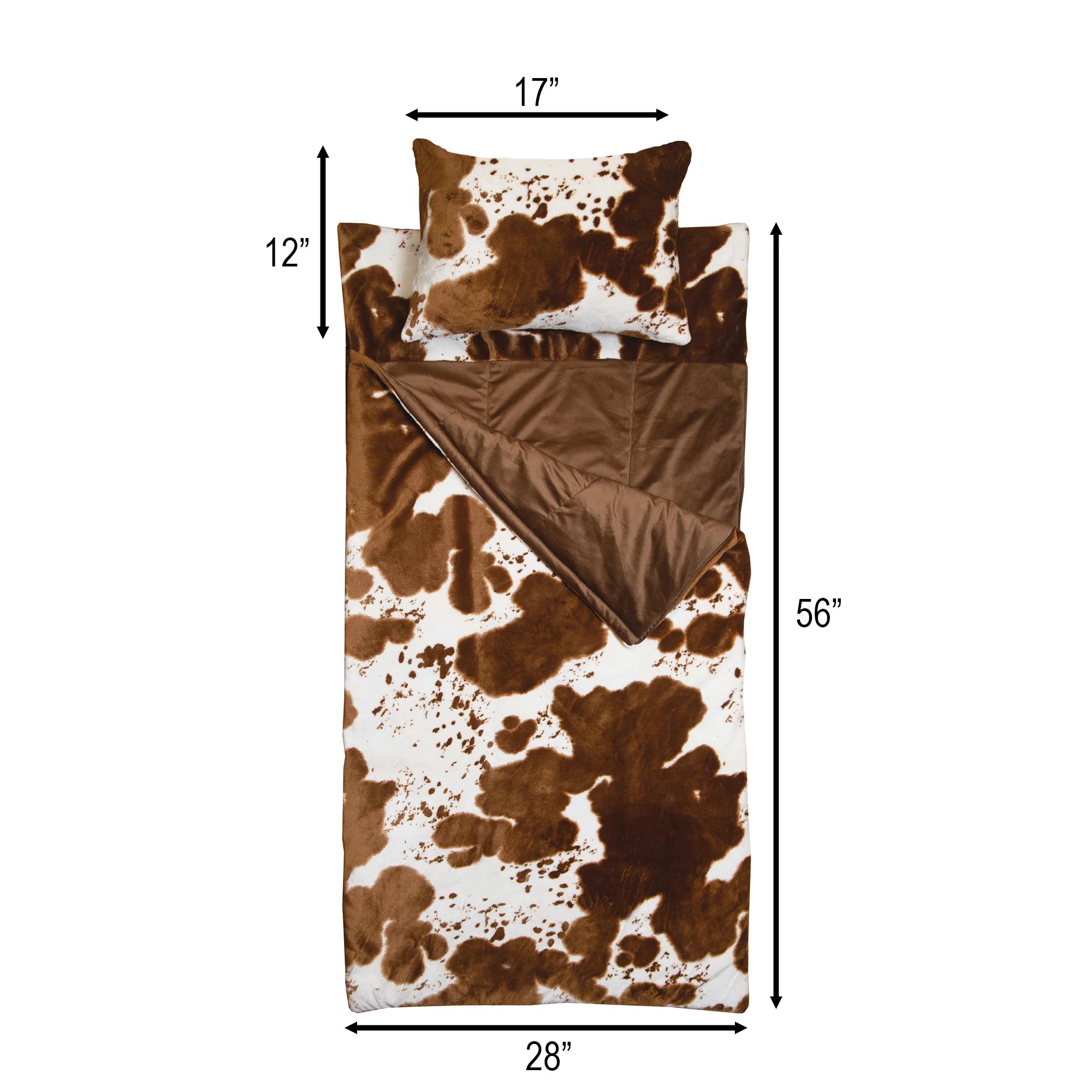 Shearling Kids Cow-Print Sleeping Bag & Pillow - Your Western Decor