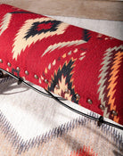 Kilim Upholstered Bench in Aztec Red Design -  Mango wood frames, forged iron support - Your Western Decor