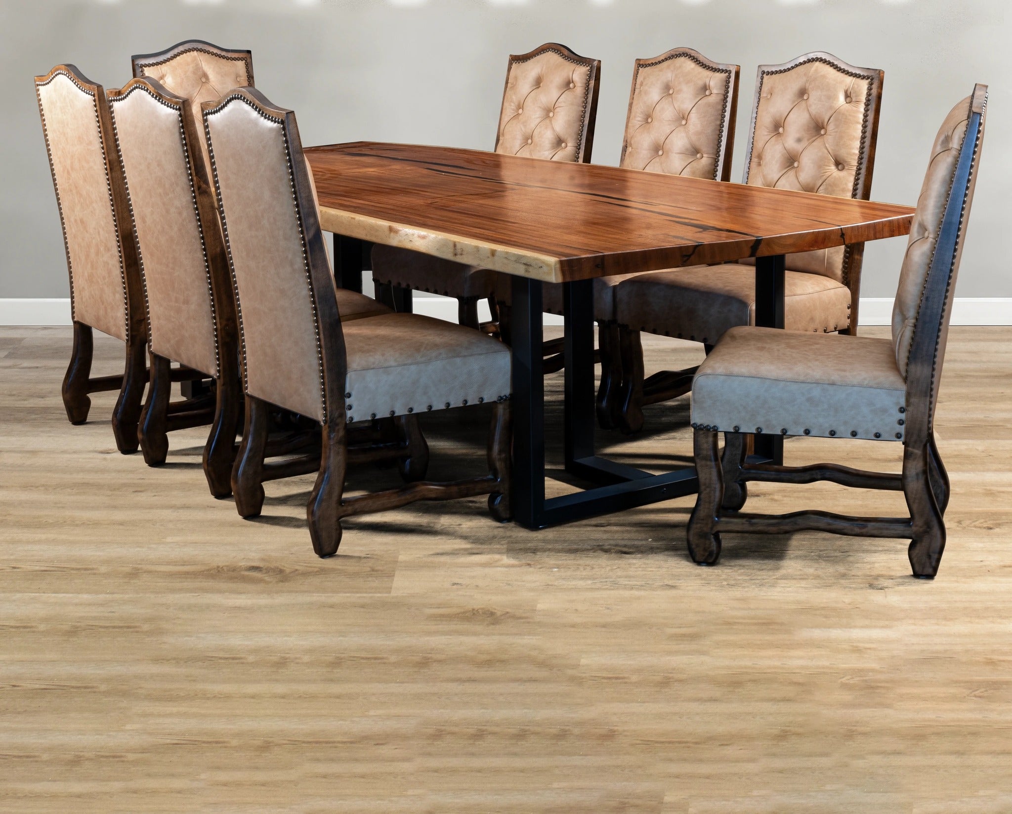 King Ranch Tufted Leather Dining Chairs - Your Western Decor