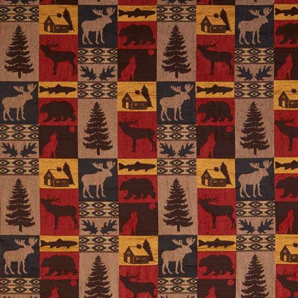 Klondike Red Wildlife Fabric - Your Western Decor