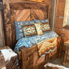 Rustic Knotty Alder bed with Pendleton quilt - Your Western Decor