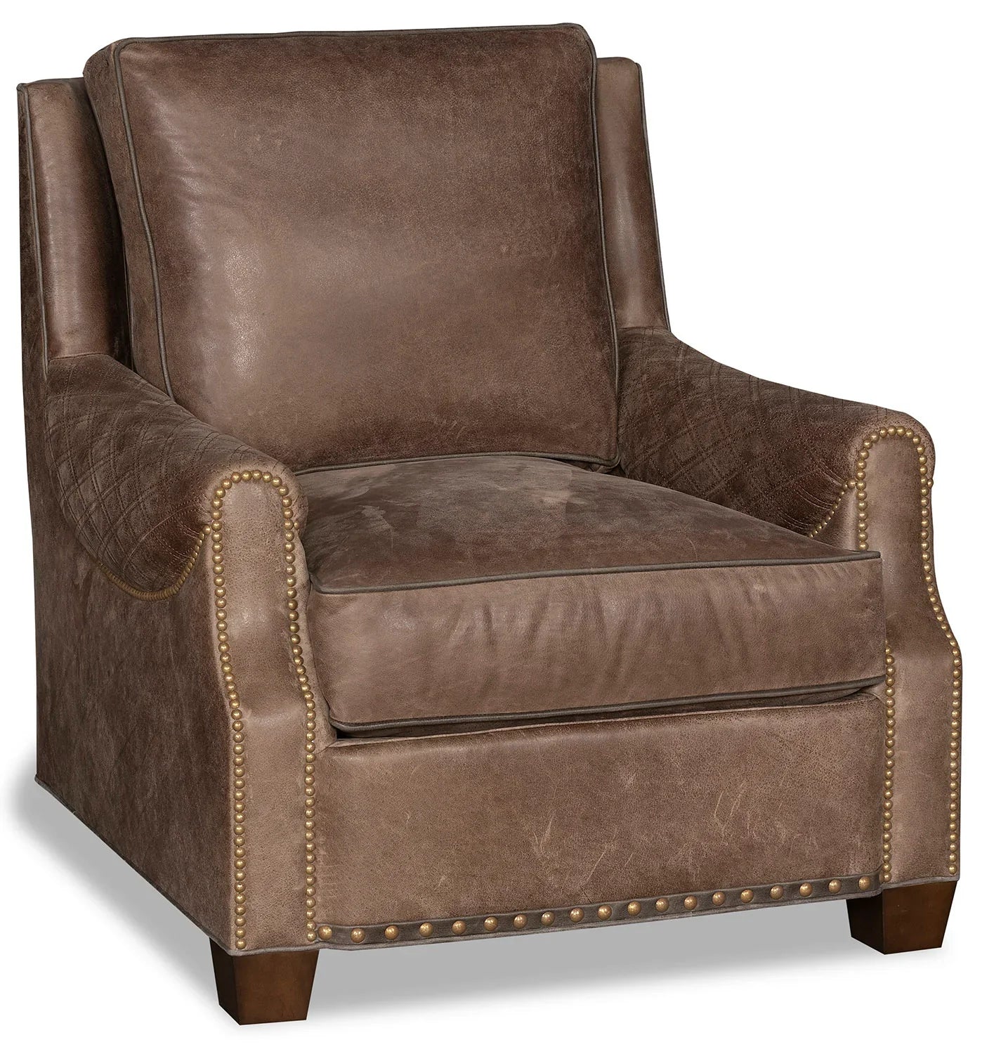 Brown leather armchair with nail trim - Your Western decor