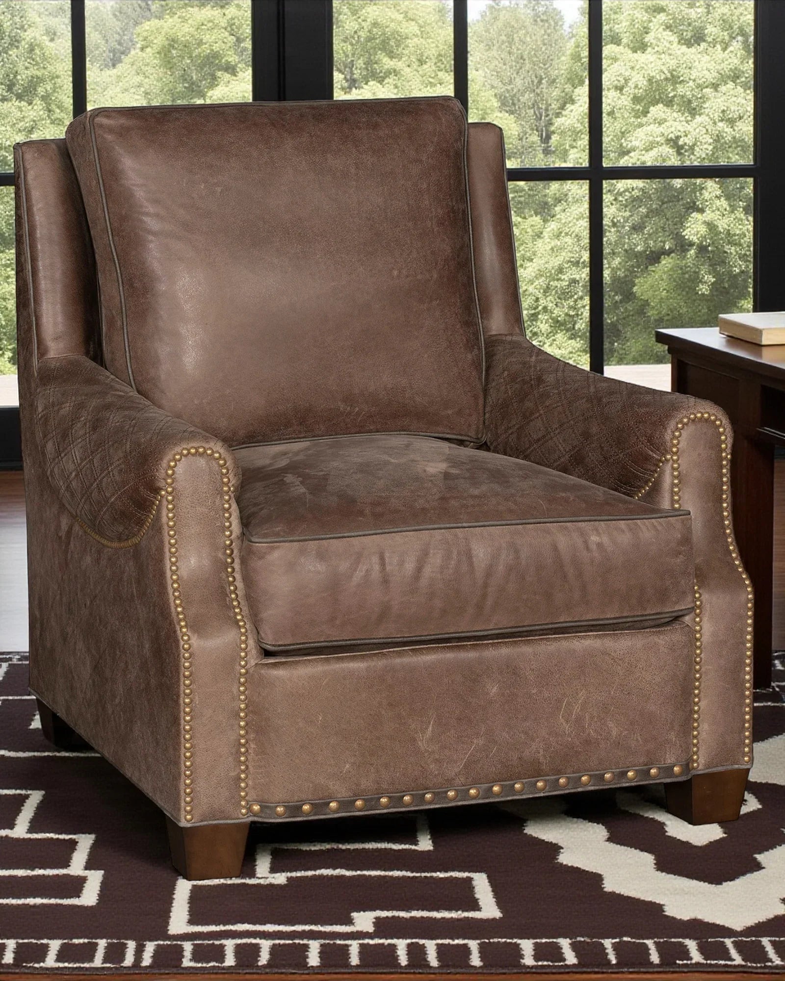 Diamond quilted leather armchair - Your Western Decor