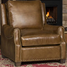 Luxury Leather Lounge Chair in medium brown,  made in the USA - Your Western Decor