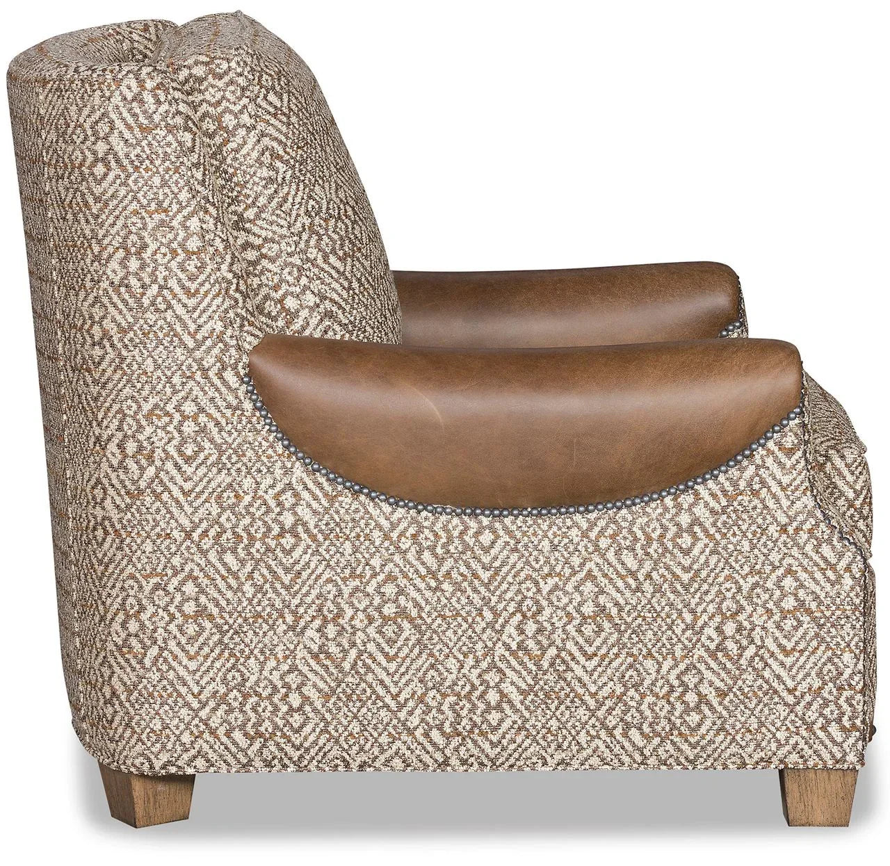 Side view of Lakota fabric and leather armchair - Your Western Decor