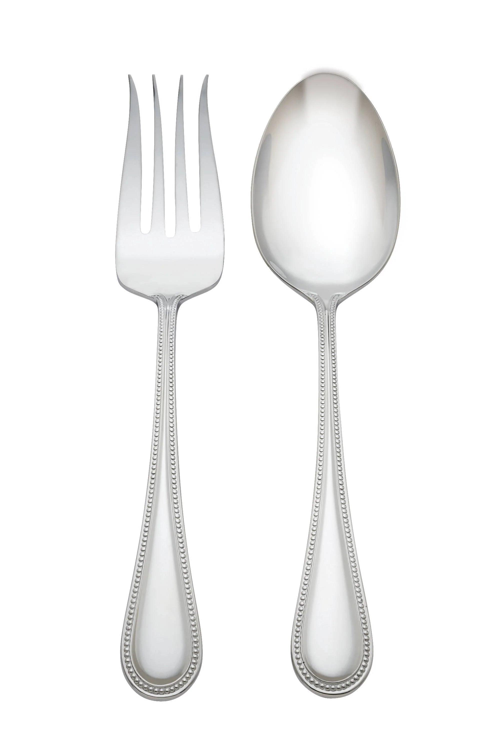 Landon Salad Serving Set, silver 2-pc - Your Western Decor