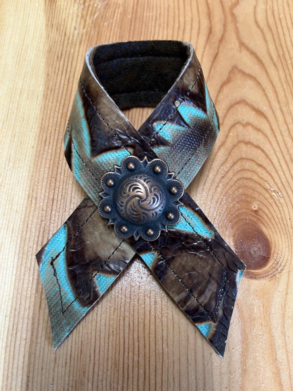 Laredo turquoise embossed leather napkin ring - Your Western Decor