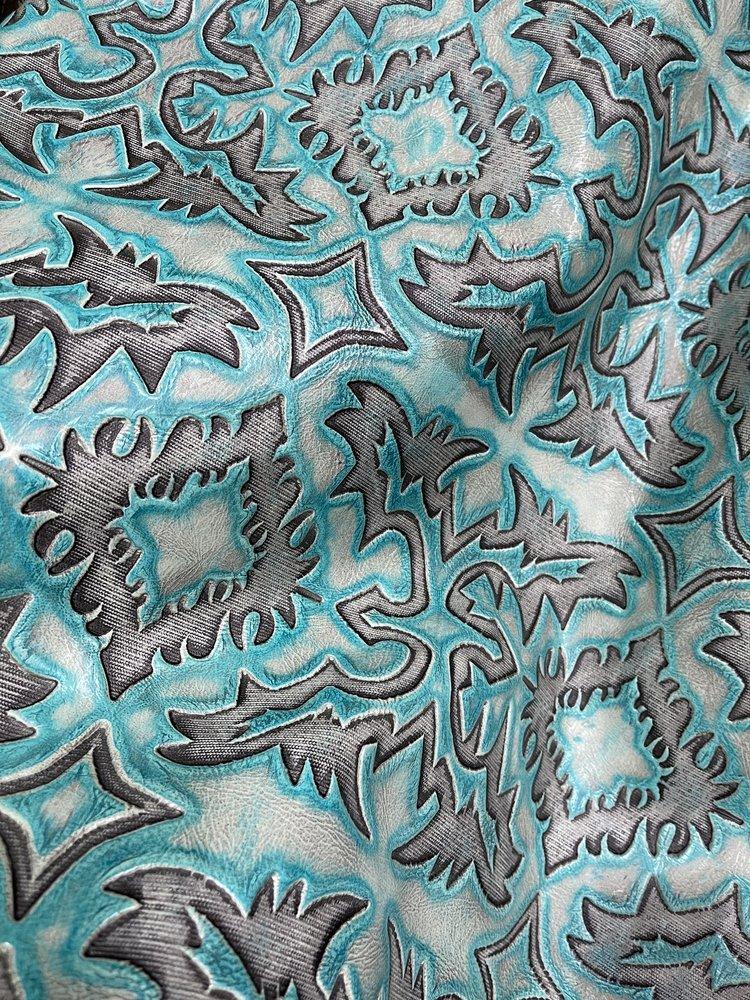 Laredo Turquoise Embossed Leather - Your Western Decor