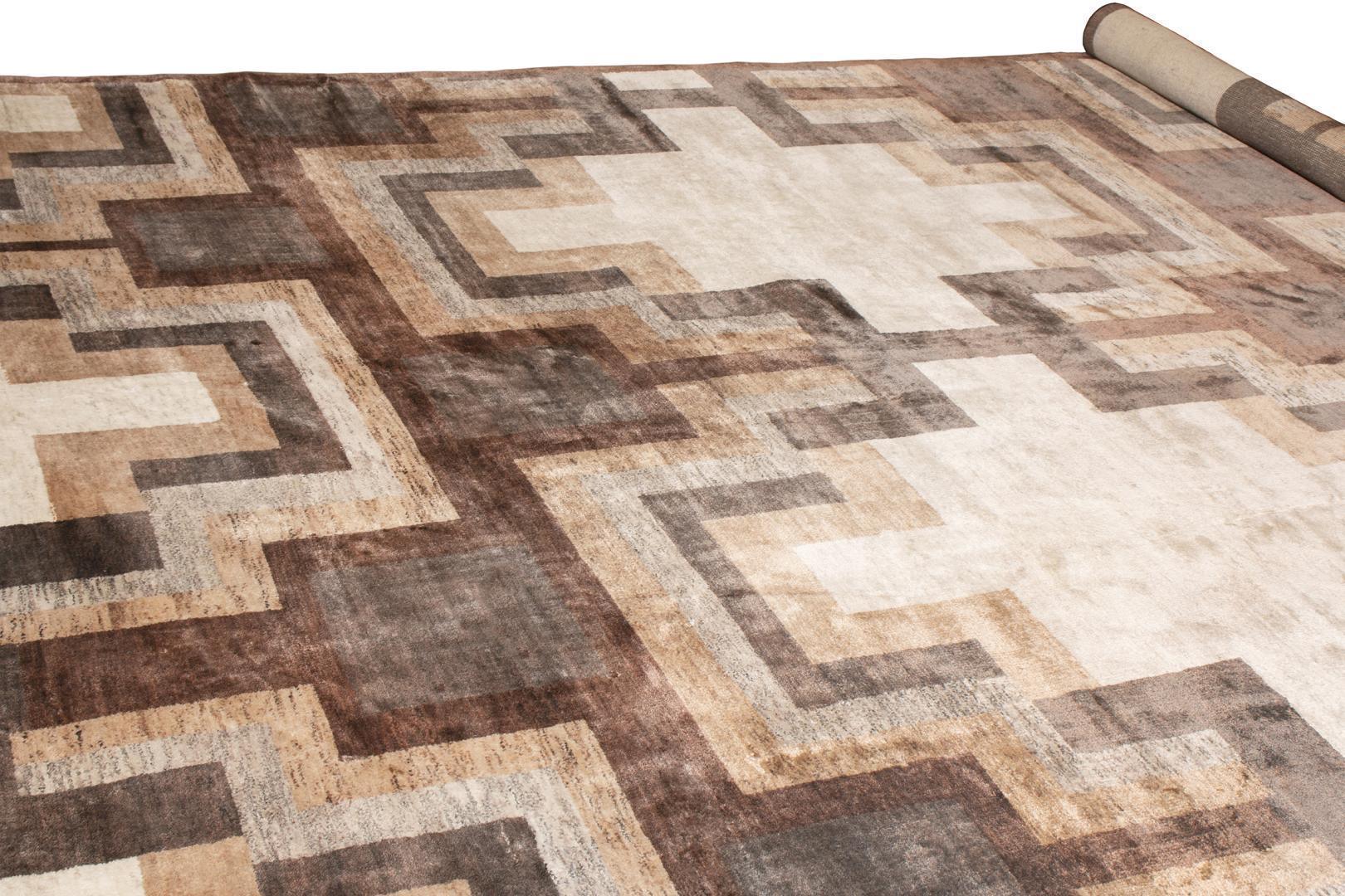 Luxury Geometric Pattern Beige Brown Area Rug - Your Western Decor