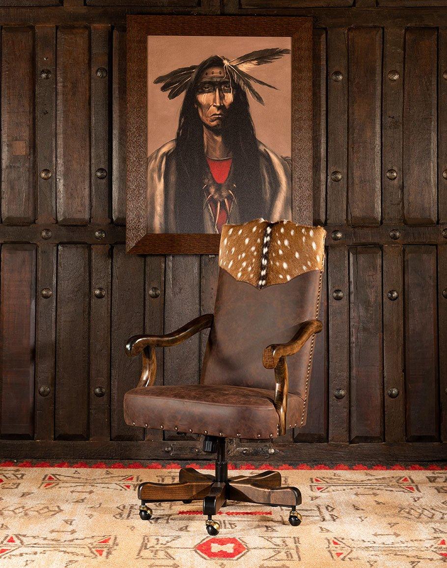 Computer Chair Rustic Leather Chair Rustic Office Western Cowhide Leather Office Chairs