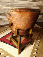 Cowhide back leather tufted counter stool - Your Western Decor