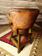 rustic luxury leather bar stool with tufted seat and nailhead trim