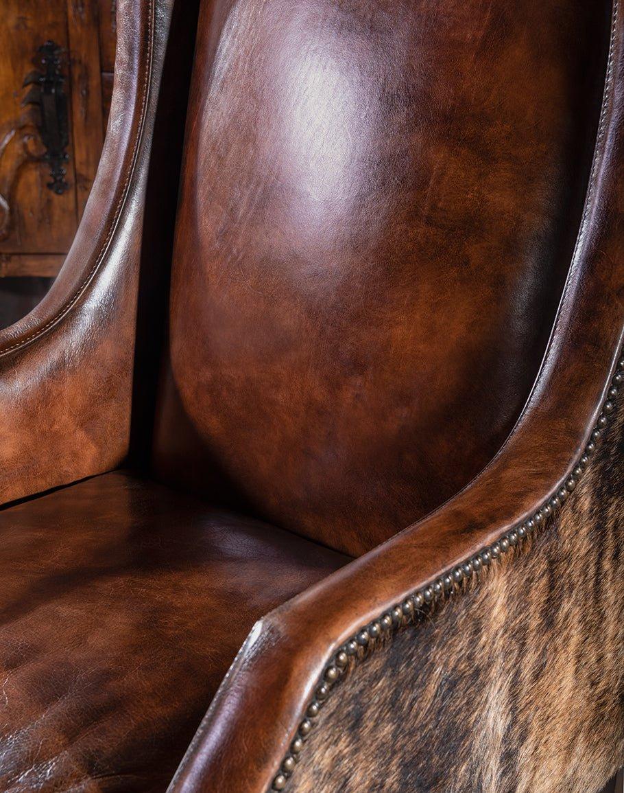 Brindle Cowhide & Leather Accent Chair - Your Western Decor