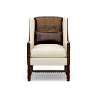 Ivory & Brown Leather Accent Chair front view - Your Western Decor