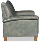 Grey leather sofa end view detail - Your Western Decor