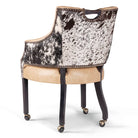 Ivory Leather & Peppered Cowhide Game Chair on Casters 