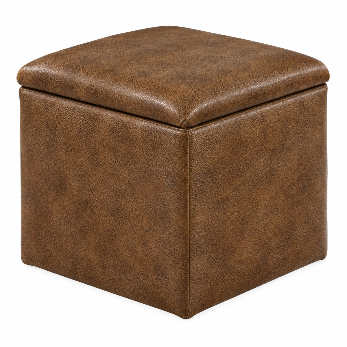 Genuine leather cube storage ottoman 