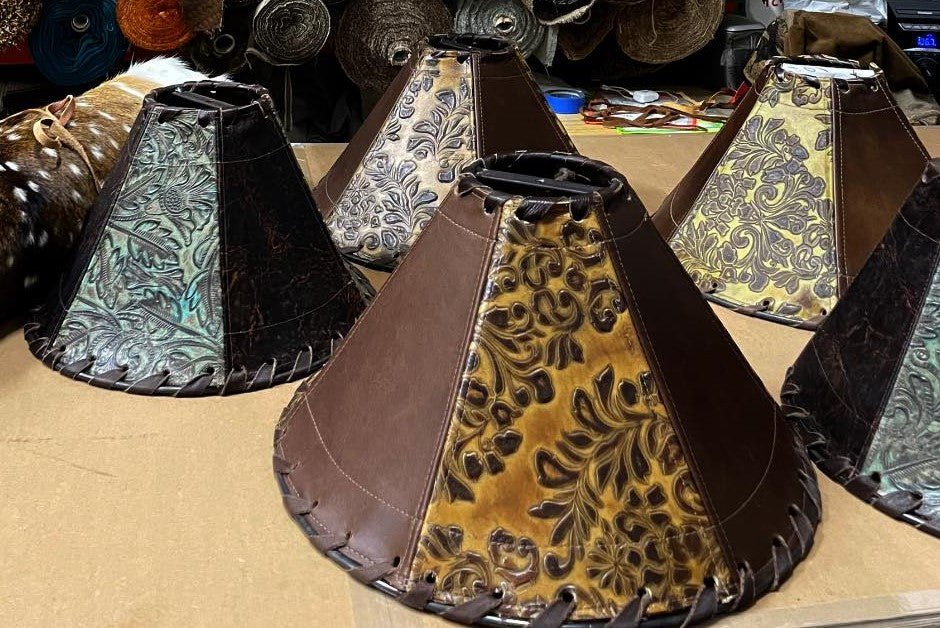 Handmade leather lamp shades made in the USA - Your Western Decor