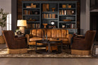 channel back leather sofa and chairs in living area, American made 