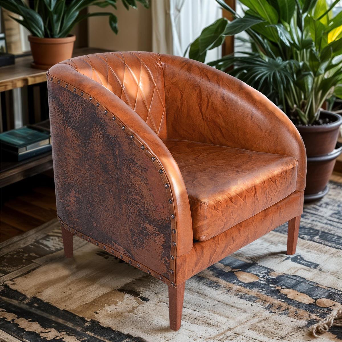 Cassiday Leather Chair with Copper Exterior - Your Western Decor