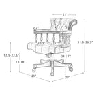 Illustration of an office chair with dimensions labeled - Your Western Decor