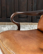 Boot Stitch Western Desk Chair in brown leather, American made - Your Western Decor