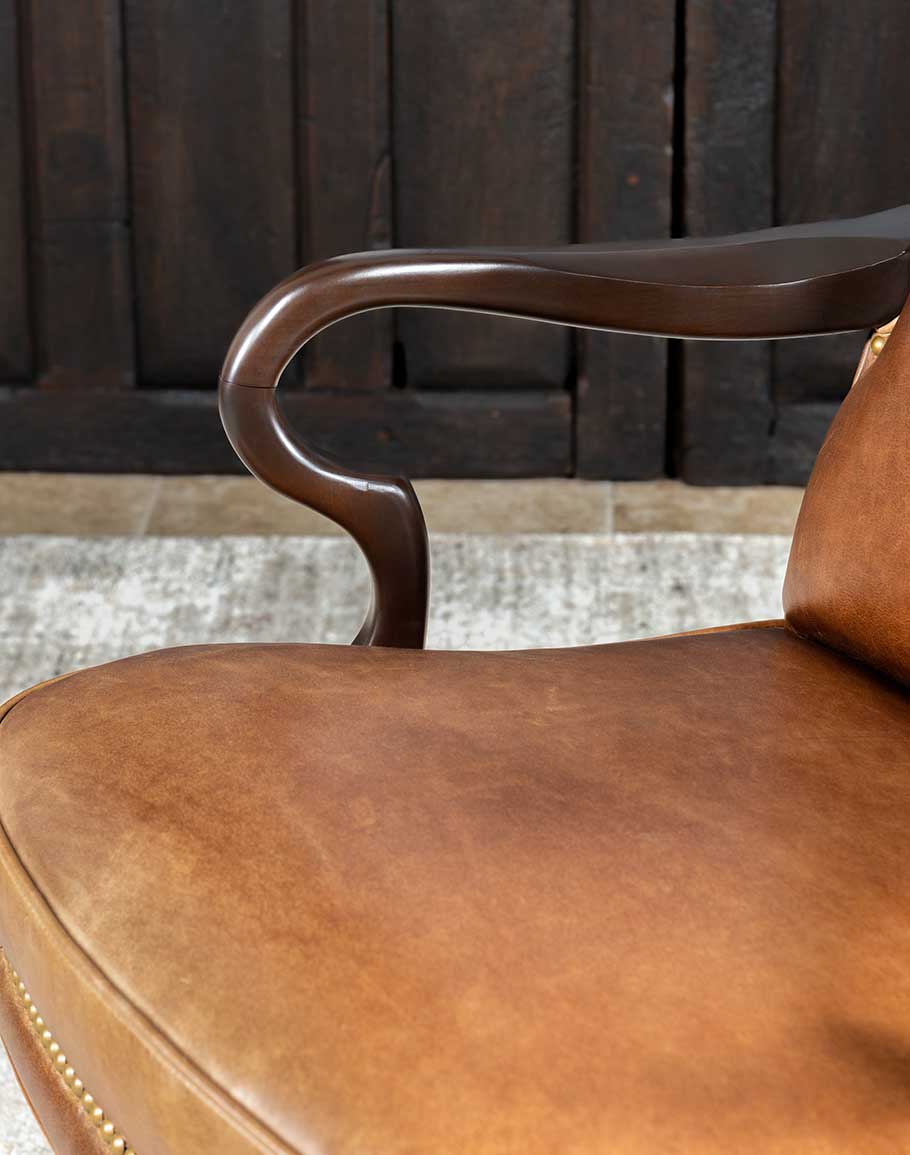 Boot Stitch Western Desk Chair in brown leather, American made - Your Western Decor